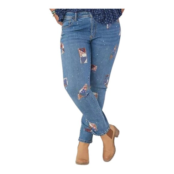 Pilcro Anthropologie Slim Boyfriend Mid-rise Relaxed Patchwork Jeans Women's 32 - Picture 1 of 11